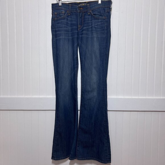 Lucky Brand Dark Wash Charlie Flare Jeans Classic Blue Denim Bell Bottoms - Picture 2 of 12
